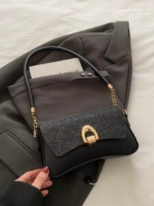 Fashionable Solid Color Metal Decor Multipurpose Underarm Shoulder Bag, Suitable For Shopping, Wallet, Young Women, College Students, Office Ladies. Perfect For Office, School, Work, Business, Commuting, Outdoor Activities, Travel And Picnics