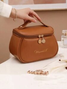 Large Capacity Double-Layer Makeup Bag, PU Leather Waterproof Cosmetic Bag, Makeup Organizer, Lightweight Toiletry Bag With Compartments, Big Capacity Travel Makeup Bag, Multi-Functional Travel Storage Bag, Women's Handbag, Portable Travel Organizer, Women's Gift, Christmas Gift