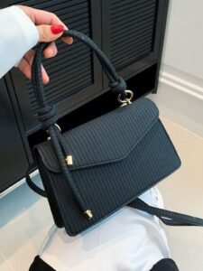 New Vintage Weave Texture Handheld Square Bag For Women, Can Be Used As Shoulder Or Crossbody Bag