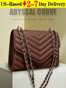Ladies Handbag V-Shaped Bag For Women, Metal Chain Strap, Single Shoulder Bag Crossbody Bag. Fashionable Versatile Flap Design, Invisible Magnetic Buck, PU Leather Luxurious And Versatile.School Supplies,Travel Accessories,Halloween,Halloween Decor,Fall Decor[US Local Warehouse]