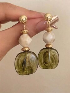 1 Pair Vintage Asymmetrical Tie Dye Acrylic Long Pendant Earrings Women, European And American Style, Suitable Party, Banquet, Travel, Wedding, Vacation, Daily Wear, Jewelry