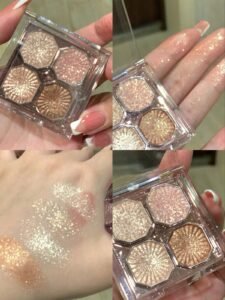 DIKALU 4-Color Eyeshadow Palette, 1pc Long-Wearing Highly Pigmented Eye Makeup Product For Women