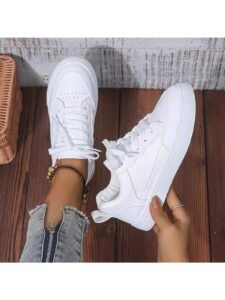 Women White Sneakers Spring Autumn Sport Running Shoes Casual Lace Up Flat Skid-Proof Shoes