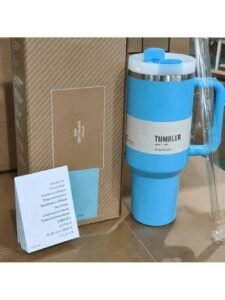 40 Oz H2.0 Tumbler With Handle, Double Walled Vacuum Insulated Stainless Steel Water Bottle Premium Summer Drinkware Portable Handy Flask Travel Mug Iced Coffee Cup For Outdoor Camping, Hiking, Driving, Travel,