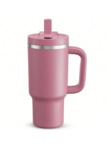 Flip Straw Tumbler40 Oz Tumbler With Handle And Straw: Stainless Steel Insulated Tumbler Keeps Cold For 24 Hours, Leakproof Travel Cup Fits In Cup Holder And , Cream Moon