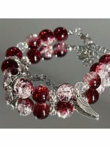 CHALIWANGA | Dark Red Dream Dark Red Crown, Unique Charm Bracelet, Dark Red Series, Whitening, Valentine'S Day Gift, Holiday Gift, Best For Christmas