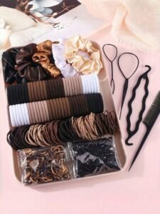 1159pcs/Set Basic Fashion Hair Accessories Kit: Includes Satin Scrunchies For Elegant Slouchy Styles, Multi-Color Hair Ties, And Practical Styling Tools Like Comb - Suitable For Girls, Satisfying Daily Needs. Easy To Create Simple Ponytails, Fancy Buns Or Creative Hairstyles, Practical And Useful!, School Stuff, Gifts