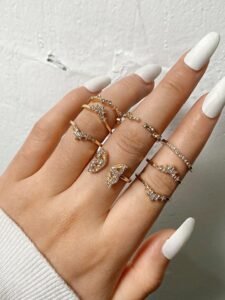 8pcs European And American Bohemian Style Inlaid Diamond Butterfly Ladies Ring Set Gift