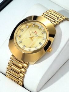 1pc Luxury Diamond-Accented Men's Watch, With Calendar Display, Ideal For Business, Casual, Party, Date And Gift
