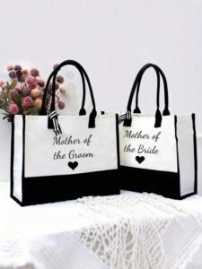 2pcs Mother Of The Groom Mother Of The Bride Canvas Tote Bag Set Wedding Engagement Bachelorette Hen Party Bridal Shower Gift Present,Christmas
