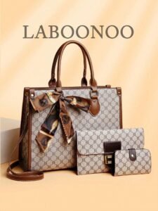3pcs Set: Multicolor Plaid PU Leather Handbag, Shoulder Bag, Zipper Tote Bag, Elegant Middle-Aged Women Bag, Large Capacity, Versatile For Daily Use
