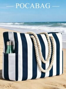 Women's Waterproof Beach Bag, Large Zipper Beach Tote Bag, Anti-Sand Pool Bag, Multiple Patterns Available