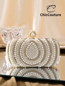 Women's Versatile And Fashionable Teardrop Pearl Mini Box Clutch Bag, Exquisite Evening Bag, Retro Luxurious Crystal Formal Handbag Suitable For Wedding, Cocktail, Ball, Christmas Party, Comes With Chain, Elegant Pearl Bag, Perfectly Matching With Bridal Party, Prom Bag For Party, Party Bags,Perfect For Party Wedding Prom Dinner/Banquet Matching With Holiday Party Dress Evening Dress & Sequin Dress , Sequin, Pearl Bag