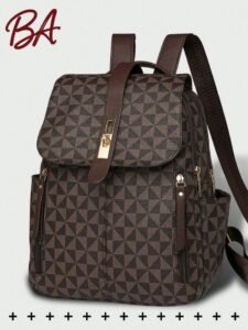 Anti-Theft Geometric Print PU Leather Backpack, Women's Wallet, Multi-Function Fashion Daily Bag, Multi-Pocket Lightweight Travel Bag, Large Capacity Minimalist Backpack, Convenient Backpack, Suitable For Students, Nurses, Teachers, Business People, Travel, Business, Commuting, Shopping, Office, Dating, Hiking, Training, Work, Birthday Gift, Holiday Gift, Backpack , Back To School