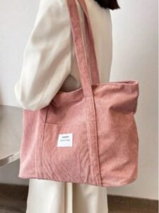 Large Capacity Solid Color Simple Corduroy Tote Bag, Tote Bags For Students, Multiple Compartments, Perfect For Beach, School, Work & Daily Use, Literary School Bag For Teens, Book Bag For Women Or Students, Perfect For Books, Shopping, Back To School And More, Perfectly Matching With Fall Outfits Women