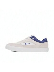 Nike SB Malor Sneakers White Platinum Tint Deep Royal Blue Suede Canvas Flexible Vulcanised FV6064-100