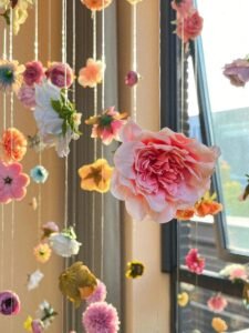 100pcs Hanging Flower Garland Kit | DIY Artificial Flower Curtain for Ceiling, Wall Backdrop, Wedding & Room Decor