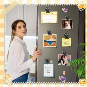 12-Pack Heavy-Duty Magnetic Clips – Black Fridge & Whiteboard Organizers