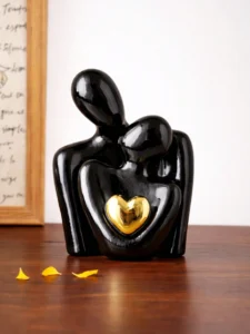 2Pcs Mini Romantic Couple Sculpture Set (8.5cm) – White Resin Figurine Decor for Bedroom Shelves, Anniversary, Wedding & Valentine’s Day Gift