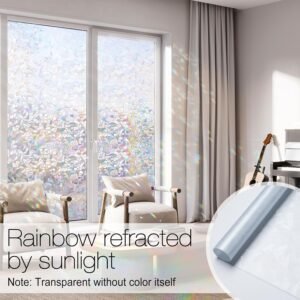 3D Rainbow Privacy Window Film – Decorative Stained Glass Static Cling