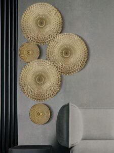 5Pcs Minimalist Metal Wall Decor Set – Modern Disc Wall Hanging Art for Living Room, Bedroom, Office & Home Decor