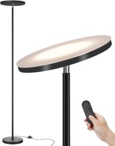 69" Modern LED Torchiere Floor Lamp – Stepless Dimming & Remote Control