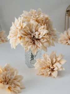 Artificial Gerbera Daisy Flowers – 20pcs Champagne Silk Fake Flower Bouquet with Stems for Home Décor, Wedding Centerpieces & DIY Floral Arrangements