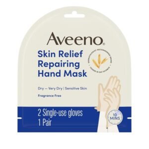 Aveeno Skin Relief Repairing Hand Mask – Moisturizing Gloves with Triple Oat & Shea Butter (1 Pair)