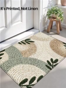 DAJIANG Woven Texture Door Mat | Long Strip Vintage Print Rug | Non-Slip TPR Floor Mat | Indoor Bathroom, Hallway & Bedroom Entryway Rug
