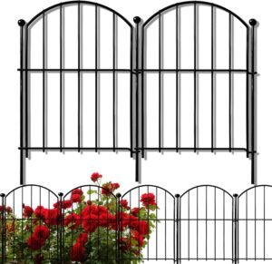 Decorative Garden Fence 17in x 10ft – Rustproof Metal No-Dig Animal Barrier (10 Pack)