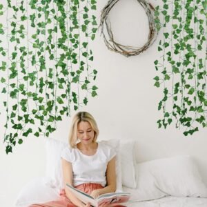 Freyalife Artificial Ivy Vine Garlands (12 Pack, 84 Feet) | Fake Hanging Plant Leaves for Room, Bedroom, Wedding, Party & Outdoor Wall Décor