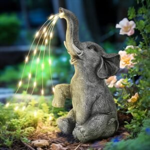 GIGALUMI Solar Elephant Garden Statue – Charming Outdoor Decor