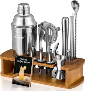 KITESSENSU 10-Piece Professional Cocktail Shaker Set – Stainless Steel Bartender Kit with Display Stand
