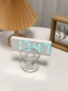LED Mirror Desk Clock – Digital Alarm Clock with Snooze, Night Light, USB Time Display for Bedroom, Office & Home Decor
