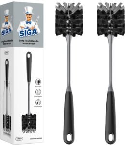 MR.SIGA Long-Handle Bottle Brush (2-Pack) – Flexible Scrubbing for Bottles & Mugs