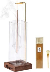 Modern Glass & Wood Incense Holder – Elevated Meditation & Spa Decor