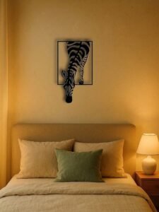 Modern Metal Zebra Wall Art – Black & White Animal Print Wall Decor for Home, Office & Bedroom