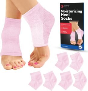 Moisturizing Aloe Vera Heel Socks | Cracked Heel Treatment for Women & Men | Reusable Foot Care Socks for Dry & Rough Feet (3 Pairs)