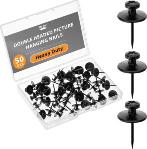Mr. Pen Double-Headed Picture Hanging Nails | 50 Pack Black Push Pins for Wall | Heavy Duty Frame & Photo Hanging Hooks