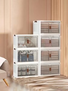 Multi-Layer Storage Cabinet with Wheels 1–5 Layers | Foldable Wardrobe Organizer with Magnetic Doors | Dust-Proof Large Capacity Storage Box for Bedroom & Home