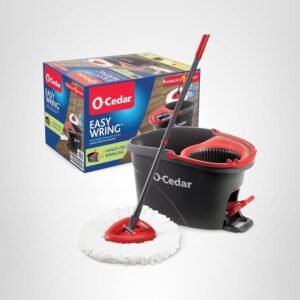 O-Cedar EasyWring Microfiber Spin Mop & Bucket Floor Cleaning System – Red/Gray