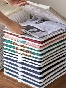 Plastic Clothes Folding Board | Stackable Wardrobe Shirt Folder | Space-Saving Closet Organizer for T-Shirts & Clothes Storage