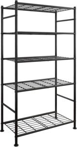 Sakugi 5-Tier Heavy Duty Storage Shelf | Metal Garage Shelving Unit with Leveling Feet | Kitchen, Pantry & Closet Organizer (Black)