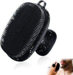 Silicone Face Scrubber for Men – Waterproof Exfoliating Cleansing Brush (Black)