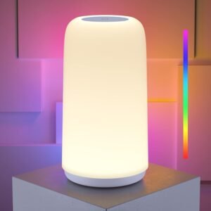 Sleek Touch-Control LED Bedside Lamp – Multi-Color RGB & Warm White Light