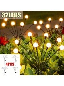 Solar Outdoor Garden Path Lights Set | Firefly String Lights for Patio, Yard, and Landscape Decoration