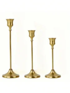 Vintage Brass & Black Metal Taper Candle Holders Set – Elegant Modern Candlestick Decor for Dining Table, Weddings & Home Styling