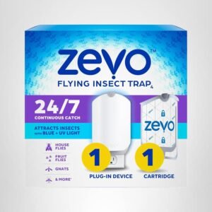 ZEVO Flying Insect Trap & Cartridge – Plug-In Indoor Fly Catcher with UV Light