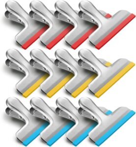 12-Pack Stainless Steel Chip Bag Clips with Silicone Cover | Heavy-Duty Airtight Food Bag Sealing Clips