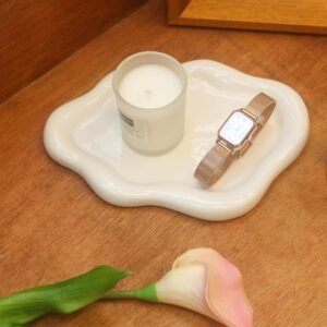 Ceramic Cloud Jewelry Tray | Decorative Trinket Dish for Rings, Keys & Accessories | White